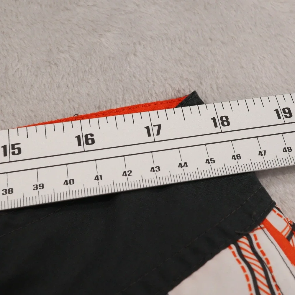 Nike Mens Orange Plaid Board Shorts Size 36 Swim Trunks Checkered Beachwear
